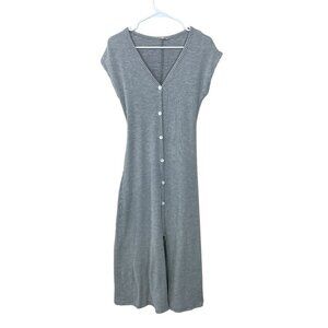 Caution To The Wind Size M  White/Grey Striped Maxi Stretchy Dress Rayon/Spandex